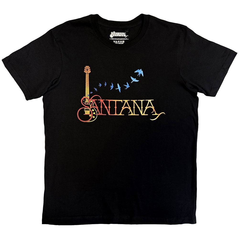 Santana - Guitar & Birds Herren TShirt - Schwarz